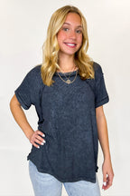 Balanced Comfort Acid Wash Rib Cuff Top - BACK IN STOCK - Madison and Mallory