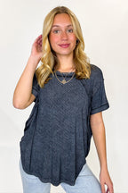 Balanced Comfort Acid Wash Rib Cuff Top - BACK IN STOCK - Madison and Mallory