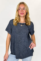 Balanced Comfort Acid Wash Rib Cuff Top - BACK IN STOCK - Madison and Mallory