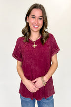 Balanced Comfort Acid Wash Rib Cuff Top - BACK IN STOCK - Madison and Mallory