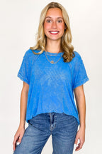 Balanced Comfort Acid Wash Rib Cuff Top - BACK IN STOCK