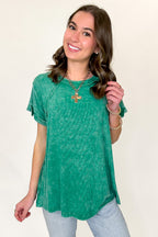 Balanced Comfort Acid Wash Rib Cuff Top - BACK IN STOCK - Madison and Mallory