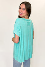 Balanced Comfort Acid Wash Rib Cuff Top - BACK IN STOCK - Madison and Mallory