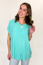 Balanced Comfort Acid Wash Rib Cuff Top - BACK IN STOCK - Madison and Mallory
