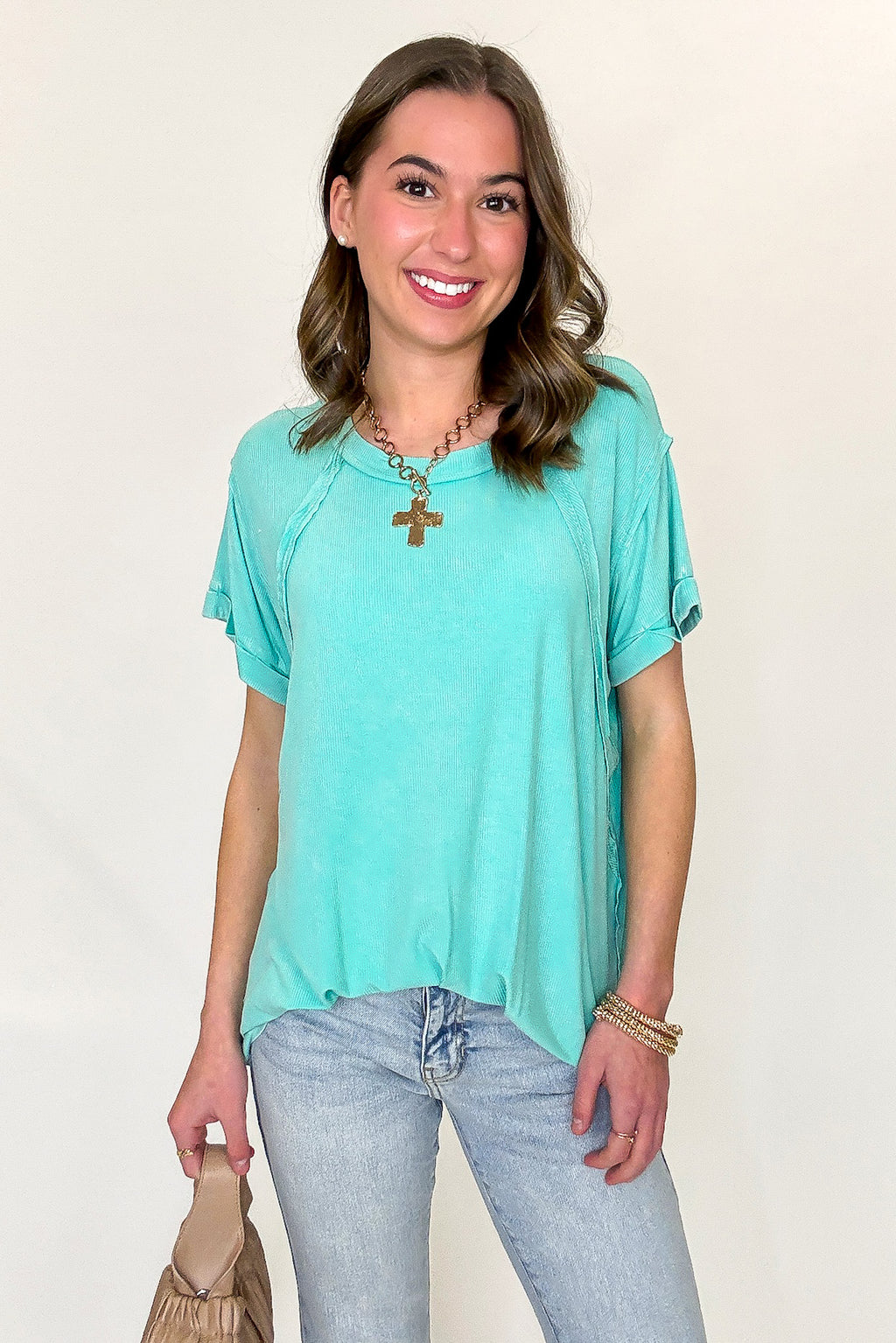 Balanced Comfort Acid Wash Rib Cuff Top - BACK IN STOCK - Madison and Mallory