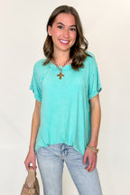 Balanced Comfort Acid Wash Rib Cuff Top - BACK IN STOCK - Madison and Mallory