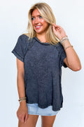 Balanced Comfort Acid Wash Rib Cuff Top - BACK IN STOCK