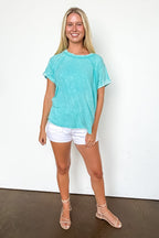 Balanced Comfort Acid Wash Rib Cuff Top - BACK IN STOCK
