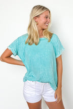 Balanced Comfort Acid Wash Rib Cuff Top - BACK IN STOCK