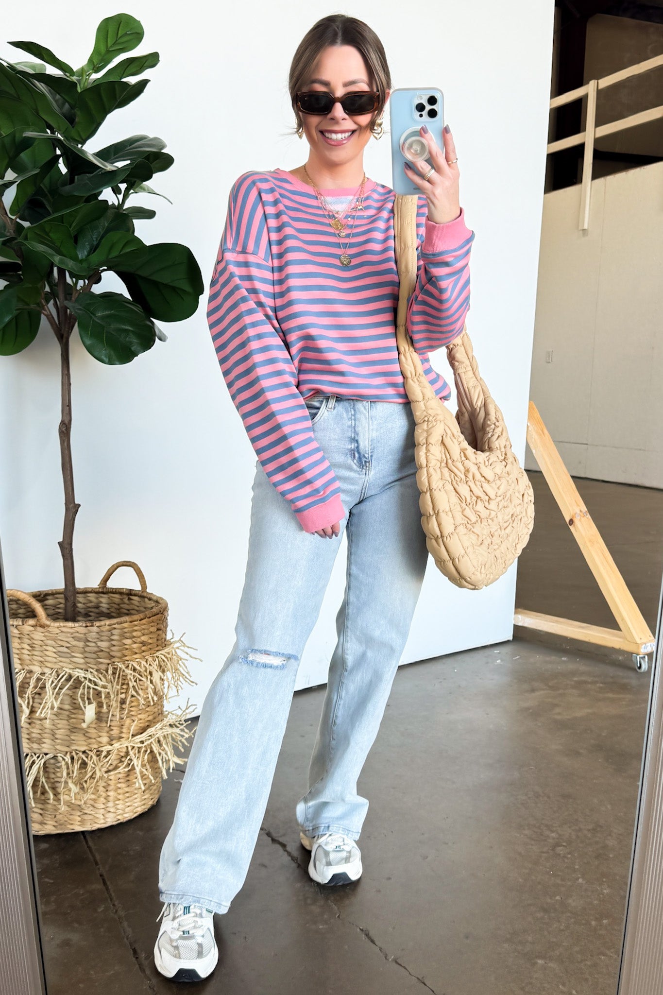  Baylor Striped Oversized Pullover - Madison and Mallory