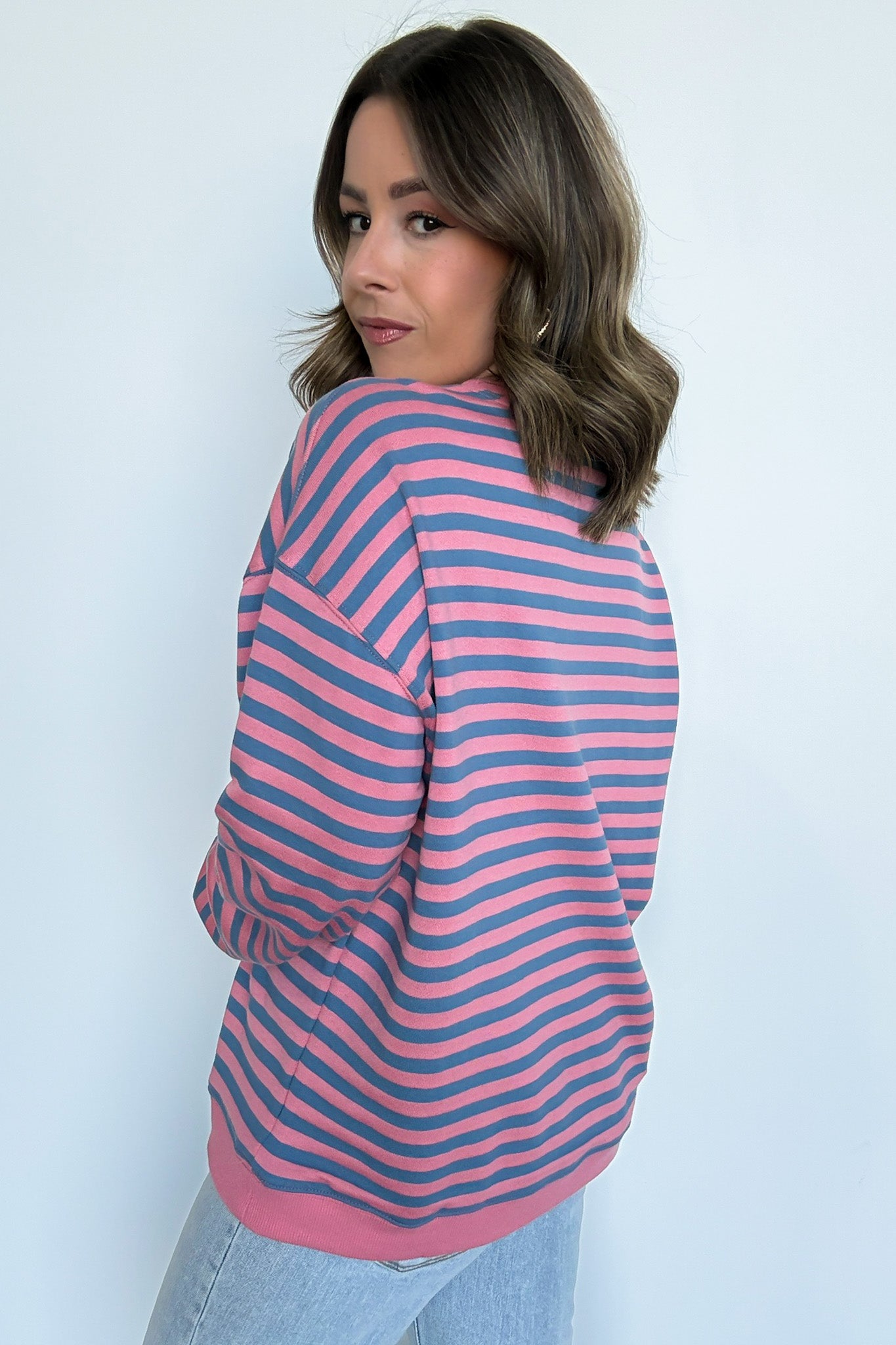  Baylor Striped Oversized Pullover - Madison and Mallory