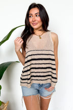 Beach Breeze Crochet Knit Striped Tank Top - Madison and Mallory