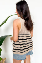 Beach Breeze Crochet Knit Striped Tank Top - Madison and Mallory