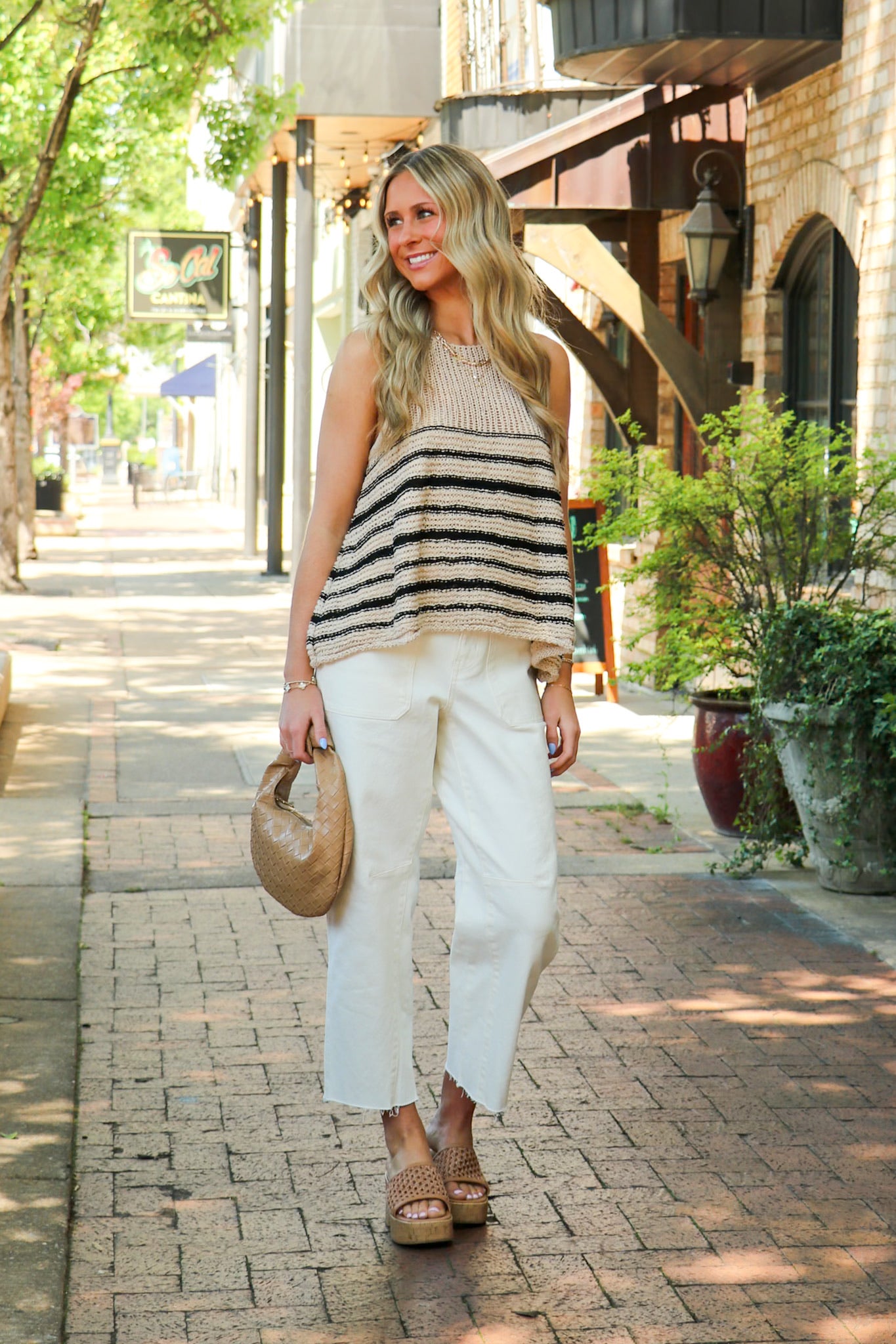Beach Breeze Crochet Knit Striped Tank Top - Madison and Mallory