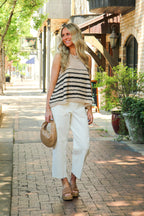 Beach Breeze Crochet Knit Striped Tank Top - Madison and Mallory