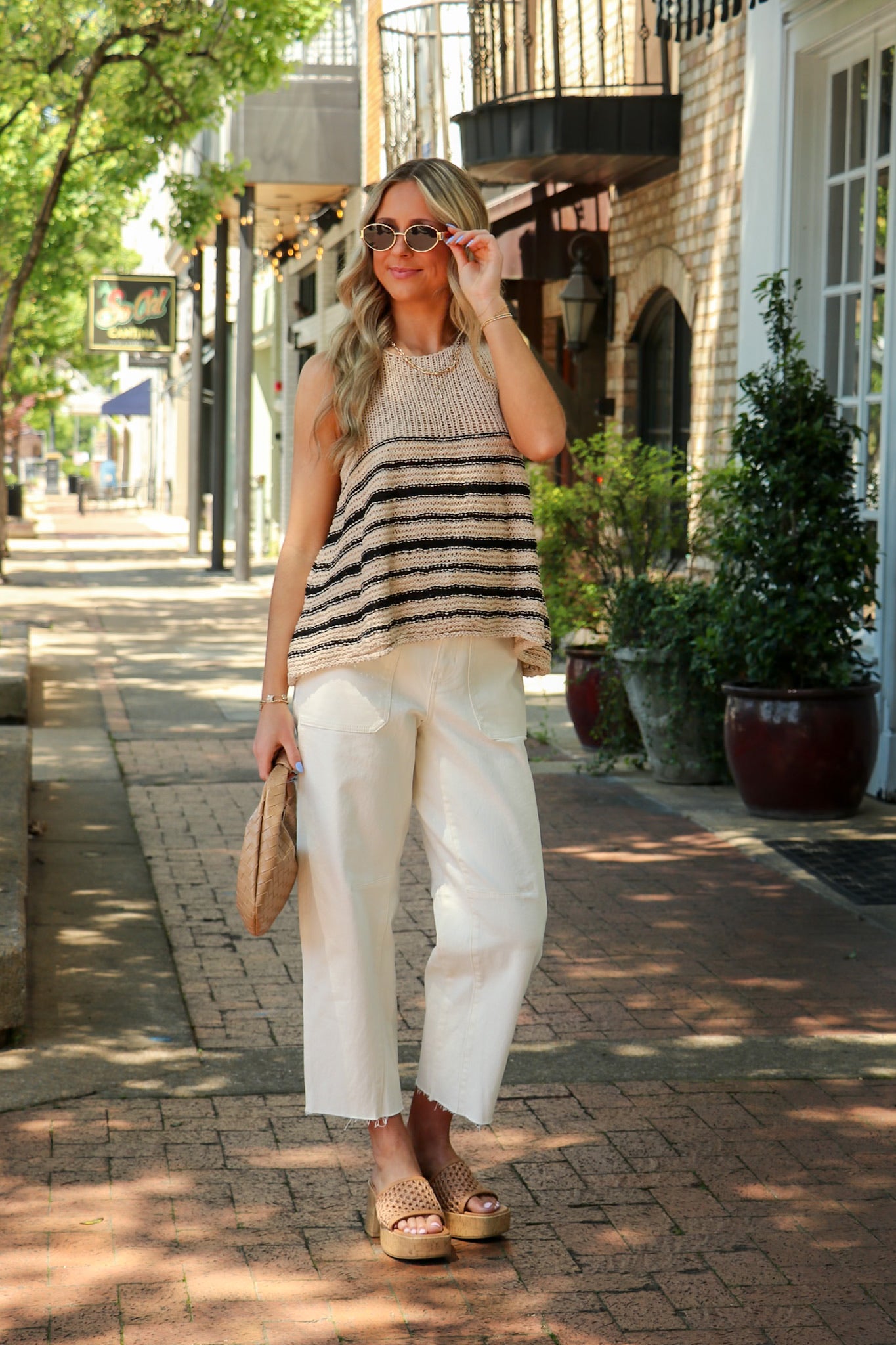 Beach Breeze Crochet Knit Striped Tank Top - Madison and Mallory