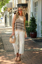 Beach Breeze Crochet Knit Striped Tank Top - Madison and Mallory