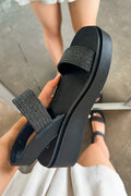 Black / 5.5 Beachy Bestie Raffia Strap Platform Sandal - FINAL SALE - Madison and Mallory