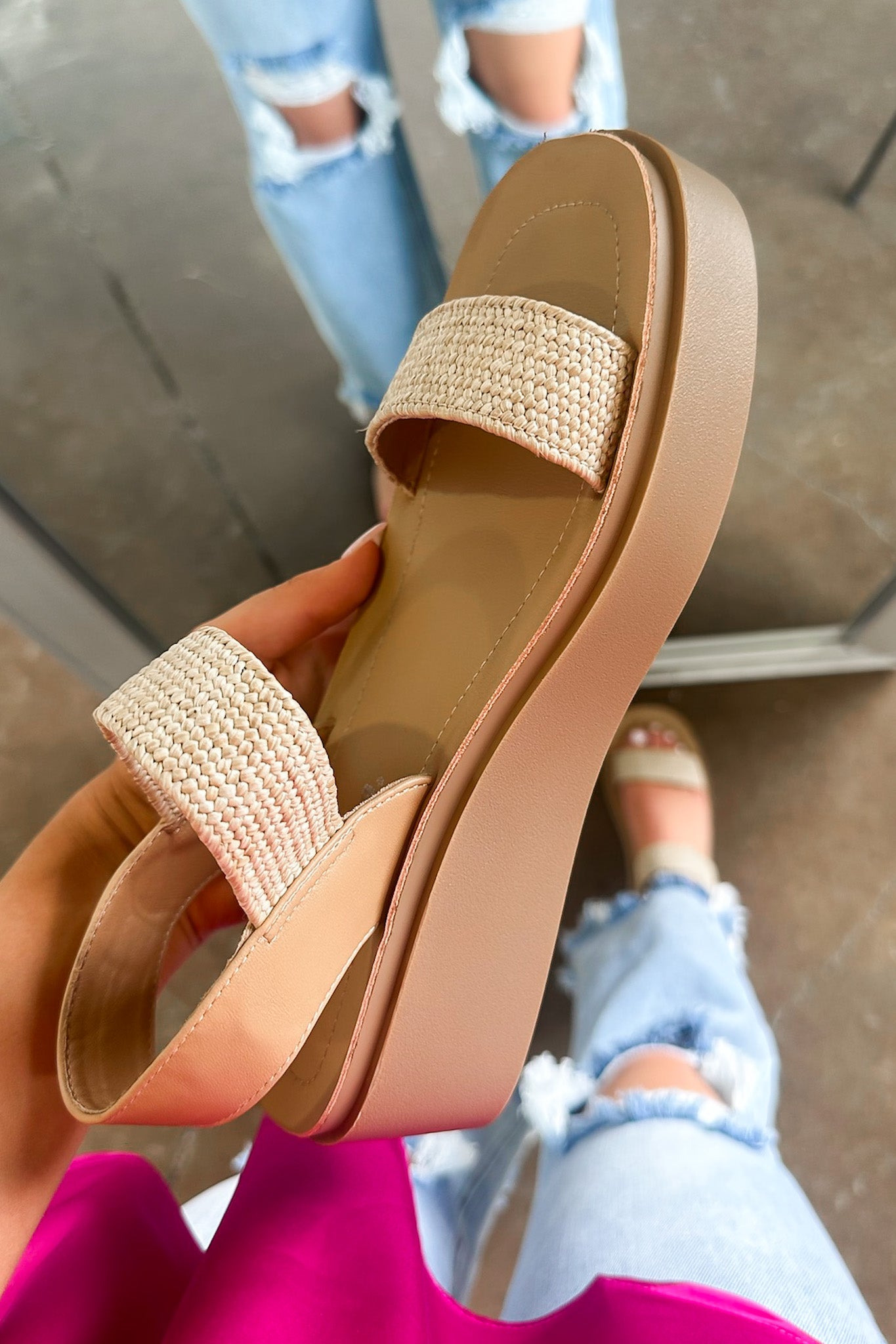 Natural / 5.5 Beachy Bestie Raffia Strap Platform Sandal - FINAL SALE - Madison and Mallory