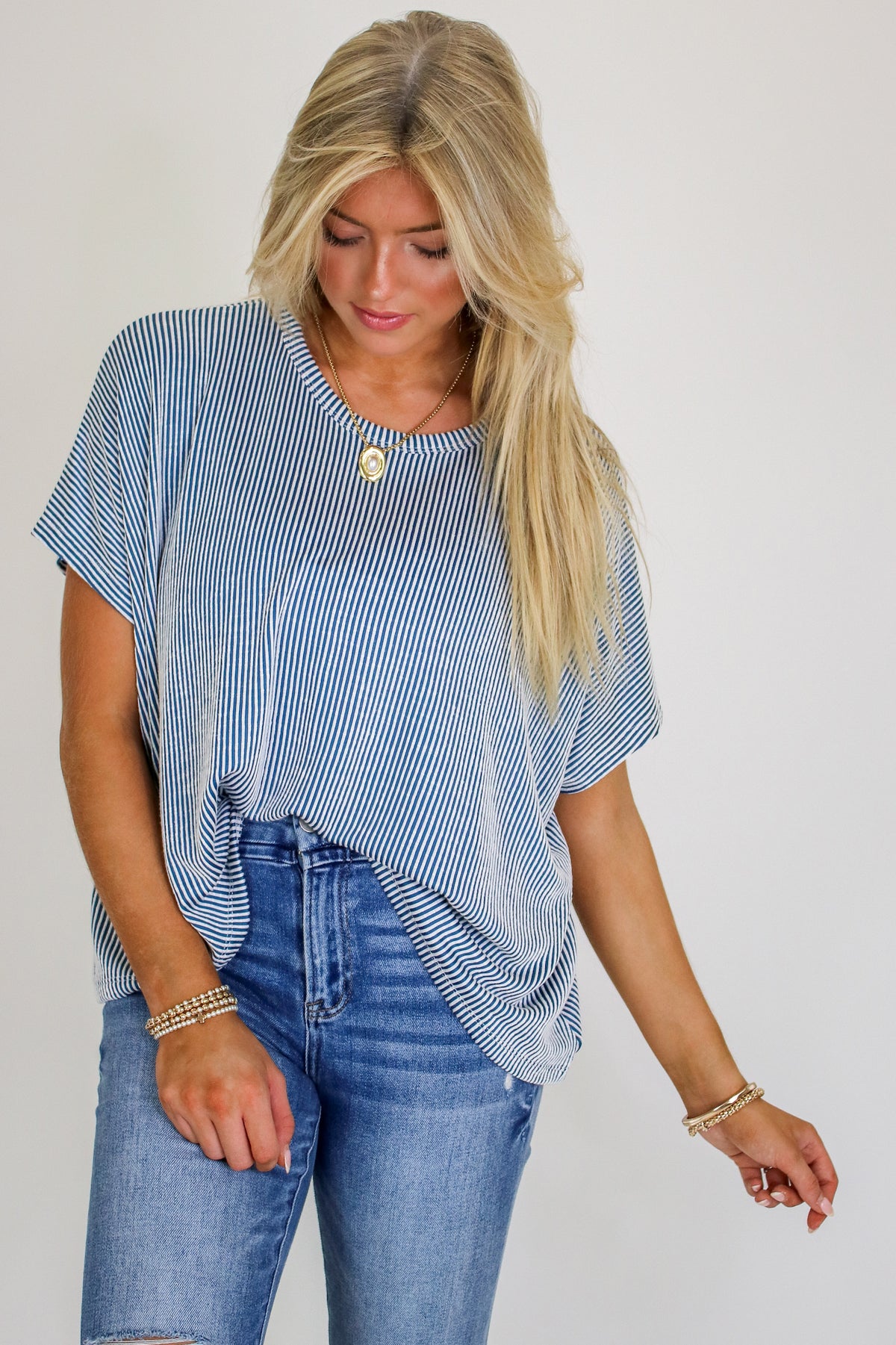 Beatryx Two-Tone Rib Knit Oversized Top - Madison and Mallory