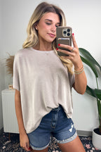 Beatryx Two Tone Rib Knit Oversized Top - BACK IN STOCK - Madison and Mallory