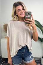  Beatryx Two Tone Rib Knit Oversized Top - BACK IN STOCK - Madison and Mallory