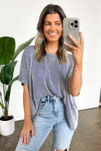  Beatryx Two Tone Rib Knit Oversized Top - BACK IN STOCK - Madison and Mallory