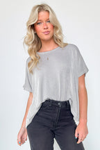 Sleet / SM Beatryx Two-Tone Rib Knit Oversized Top - Madison and Mallory