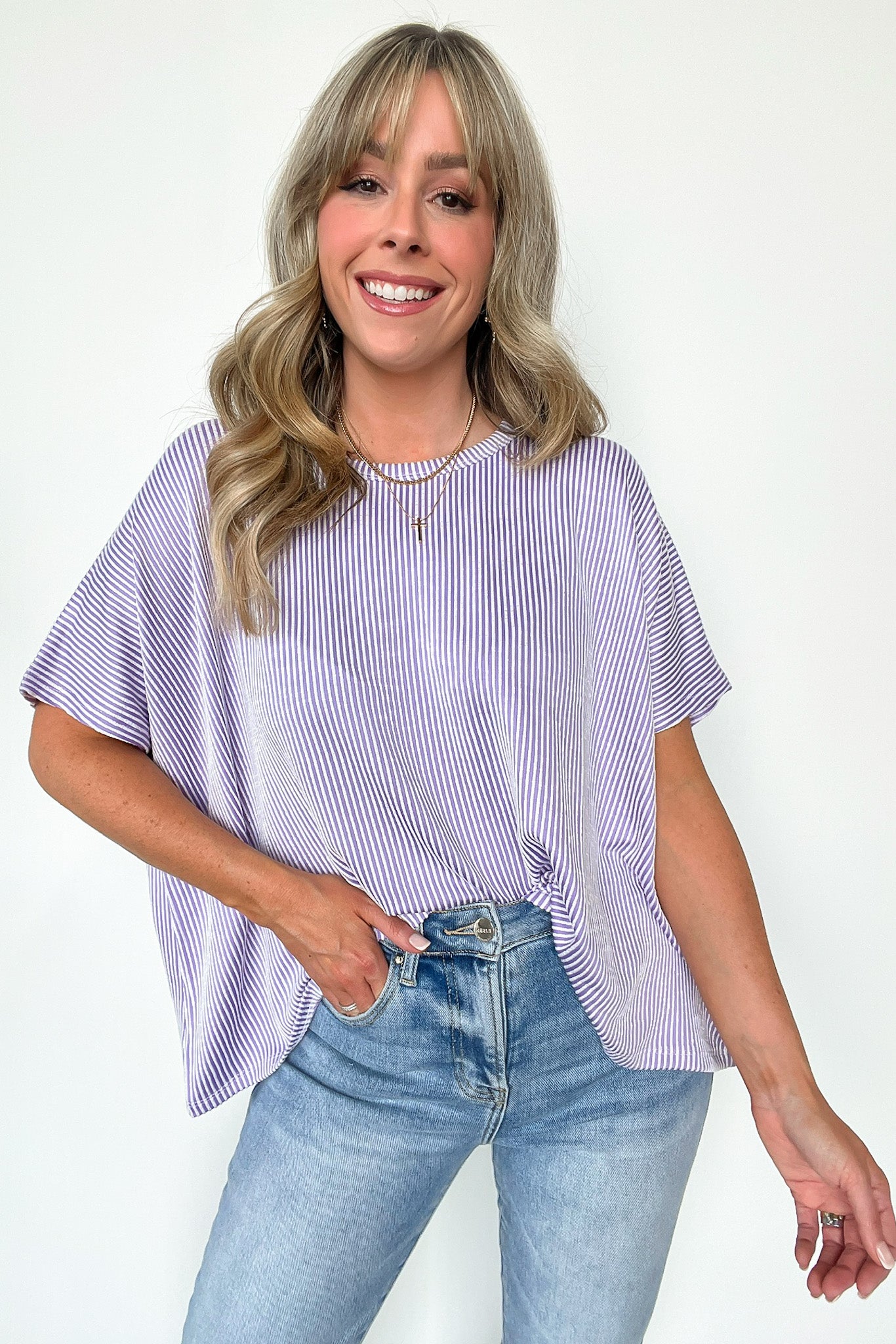 Beatryx Two Tone Rib Knit Oversized Top - BACK IN STOCK - Madison and Mallory