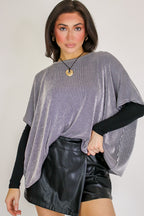 Black / SM Beatryx Two-Tone Rib Knit Oversized Top - Madison and Mallory