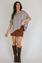 Beatryx Two-Tone Rib Knit Oversized Top - Madison and Mallory
