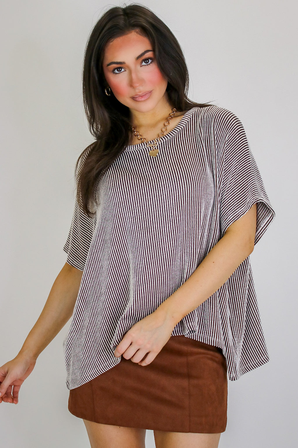 Beatryx Two-Tone Rib Knit Oversized Top - Madison and Mallory
