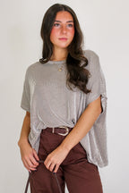 Beatryx Two-Tone Rib Knit Oversized Top - Madison and Mallory