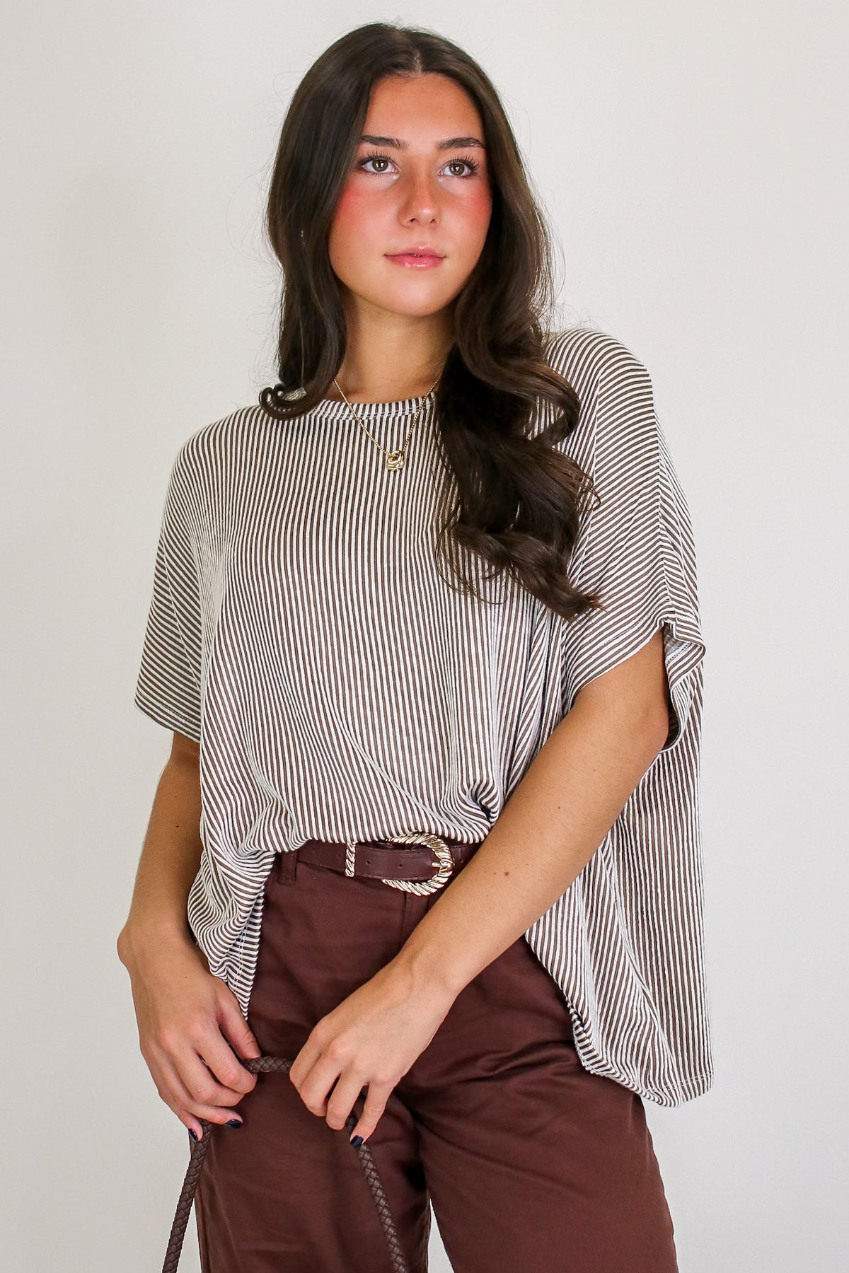 Beatryx Two-Tone Rib Knit Oversized Top
