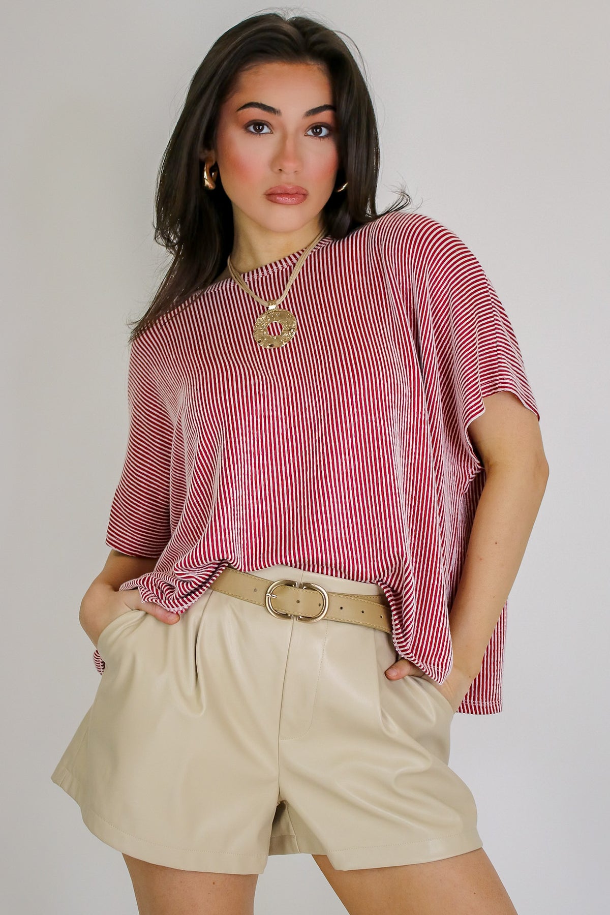 Beatryx Two-Tone Rib Knit Oversized Top