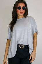 Beatryx Two-Tone Rib Knit Oversized Top - Madison and Mallory
