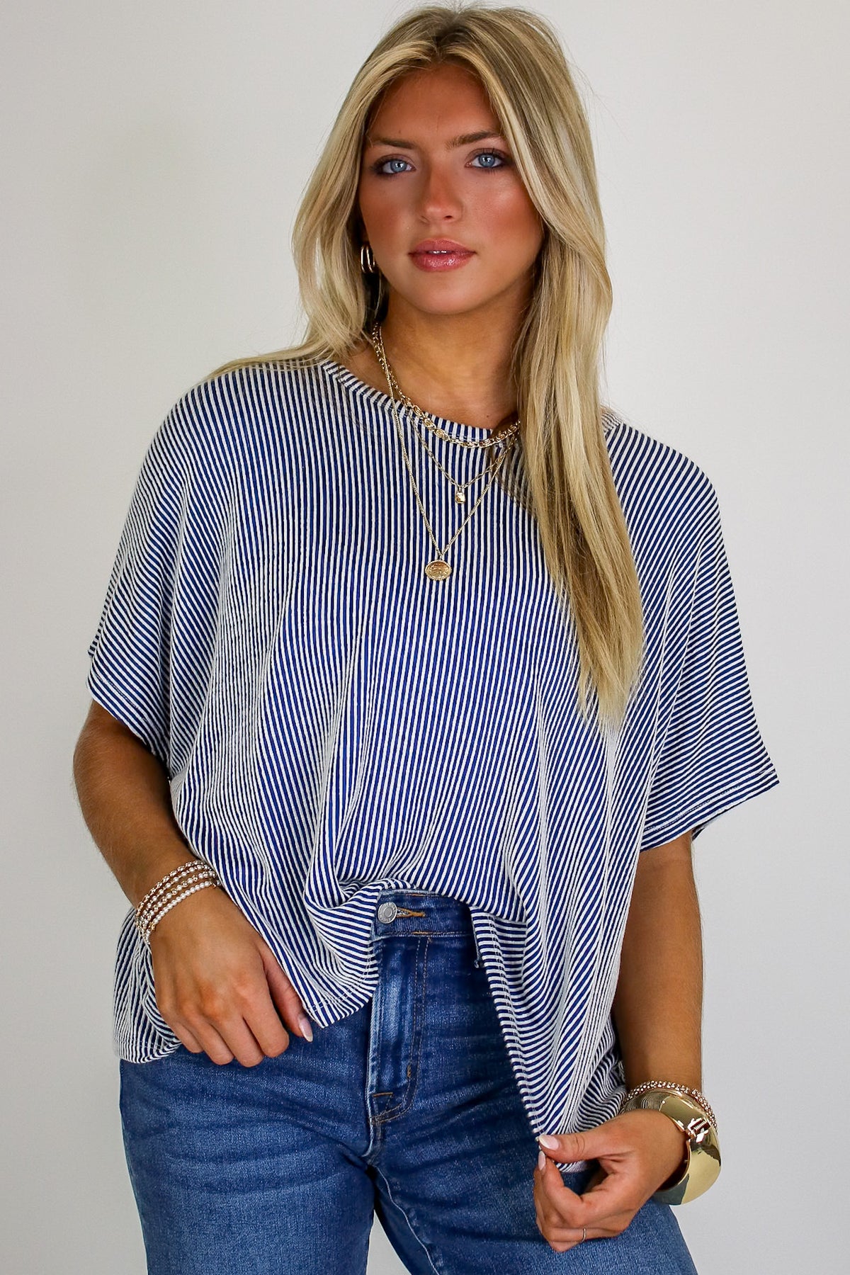 Beatryx Two-Tone Rib Knit Oversized Top