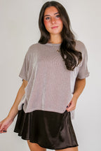 Mocha / SM Beatryx Two-Tone Rib Knit Oversized Top - Madison and Mallory