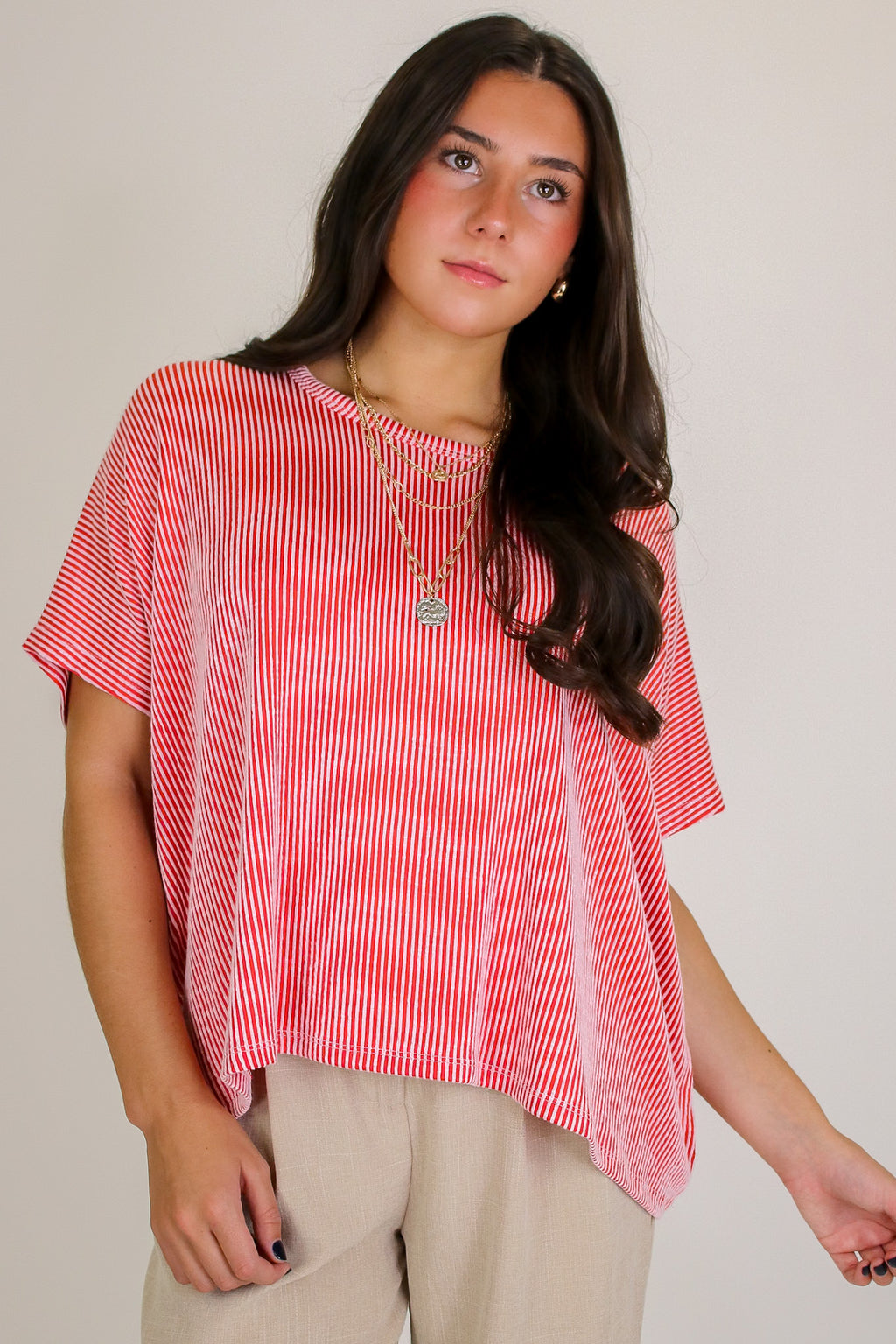 Beatryx Two-Tone Rib Knit Oversized Top - Madison and Mallory