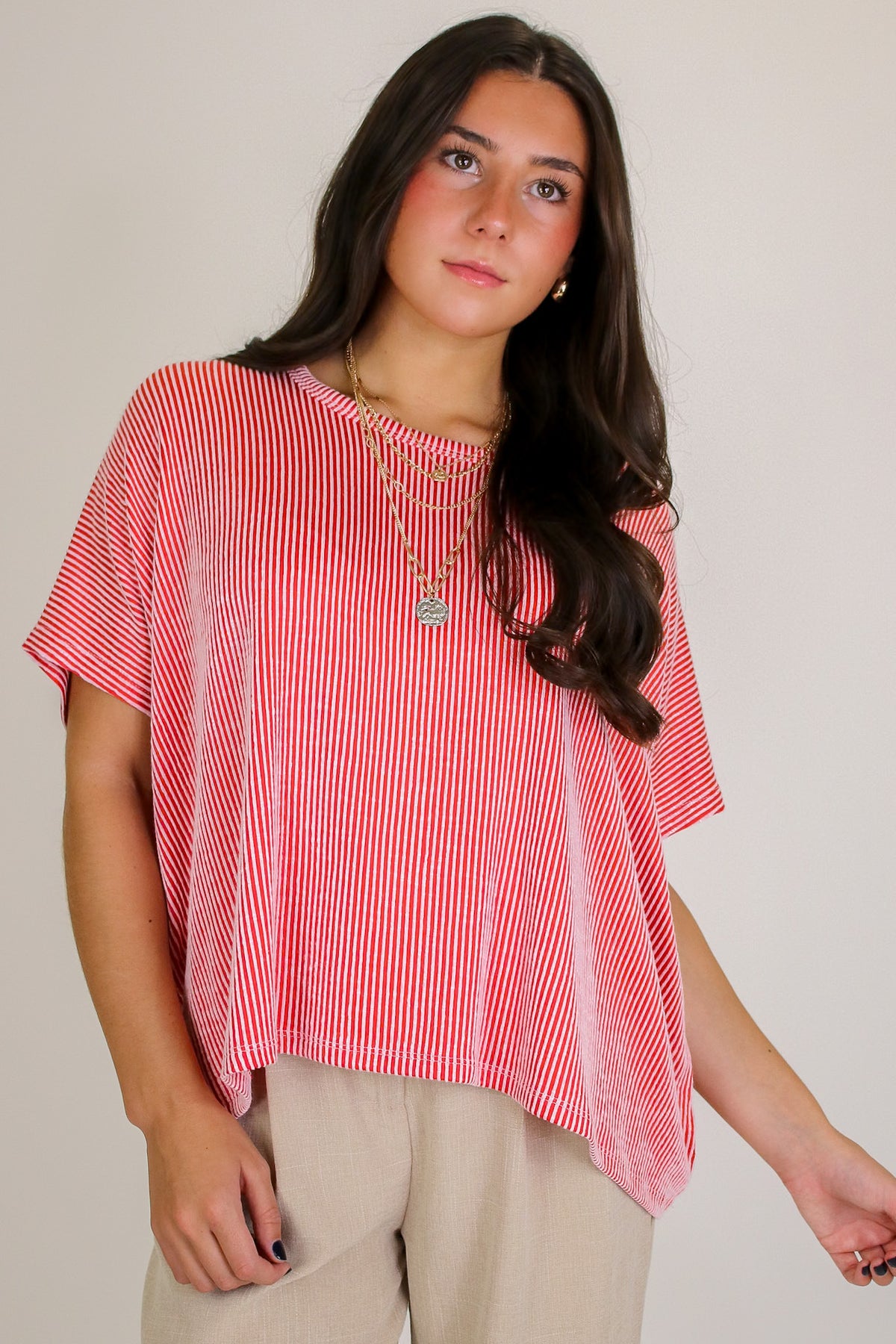 Beatryx Two-Tone Rib Knit Oversized Top - Madison and Mallory