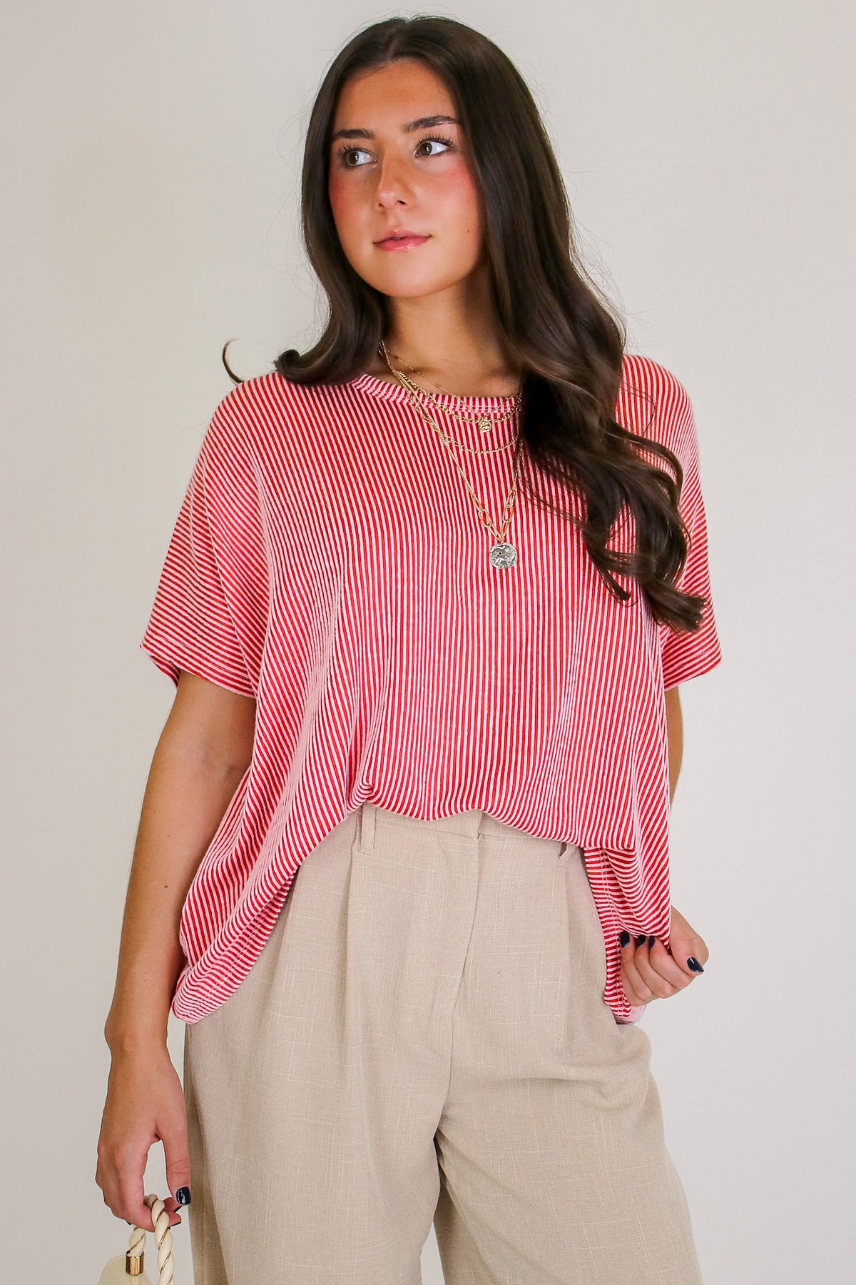 Beatryx Two-Tone Rib Knit Oversized Top