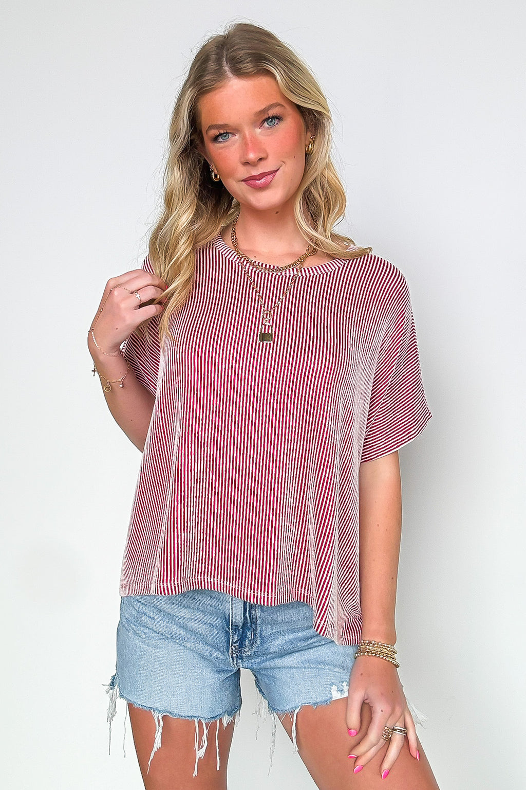 Beatryx Two Tone Rib Knit Oversized Top - Madison and Mallory