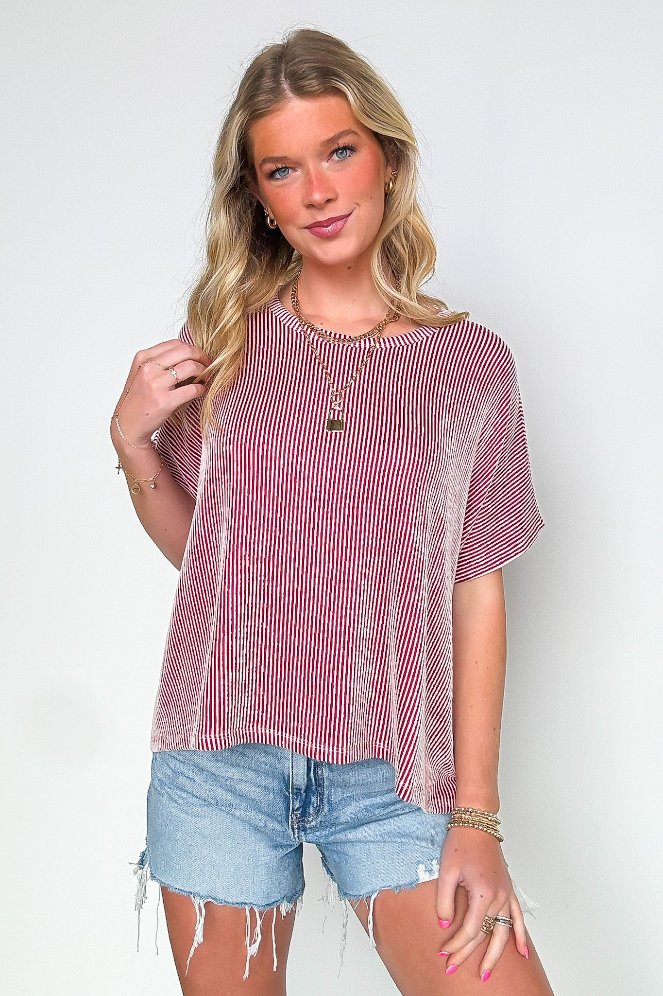 Beatryx Two Tone Rib Knit Oversized Top - BACK IN STOCK