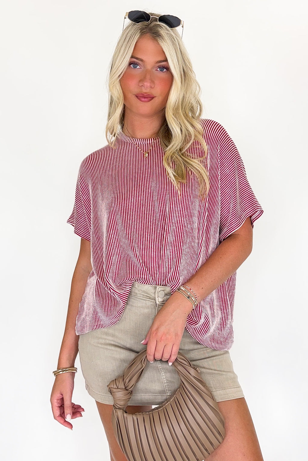 Beatryx Two-Tone Rib Knit Oversized Top