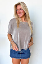 Beatryx Two-Tone Rib Knit Oversized Top