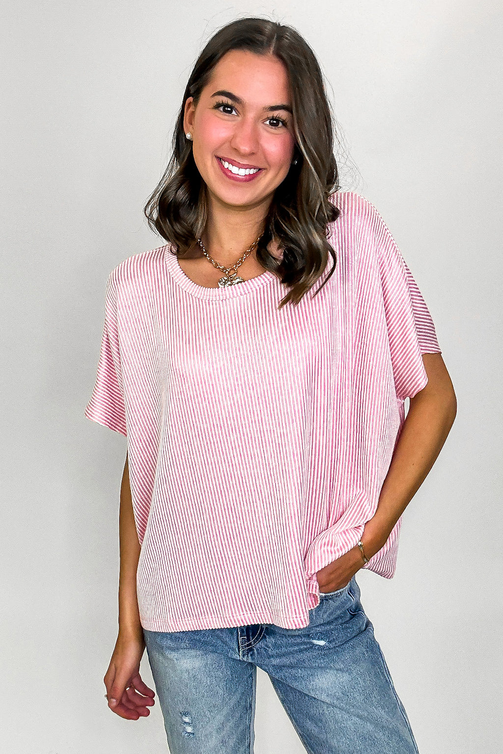 Beatryx Two Tone Rib Knit Oversized Top - BACK IN STOCK - Madison and Mallory
