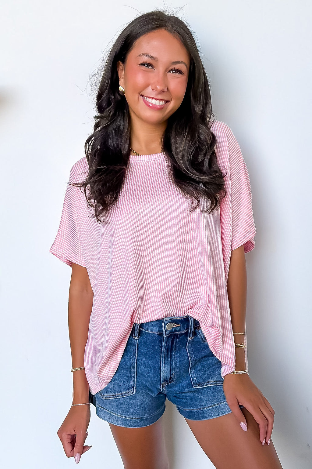 Beatryx Two-Tone Rib Knit Oversized Top
