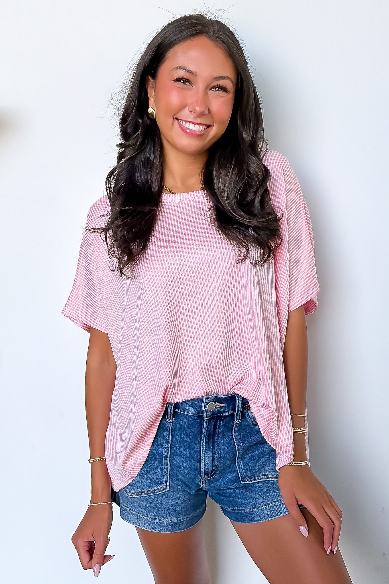 Beatryx Two Tone Rib Knit Oversized Top - BACK IN STOCK