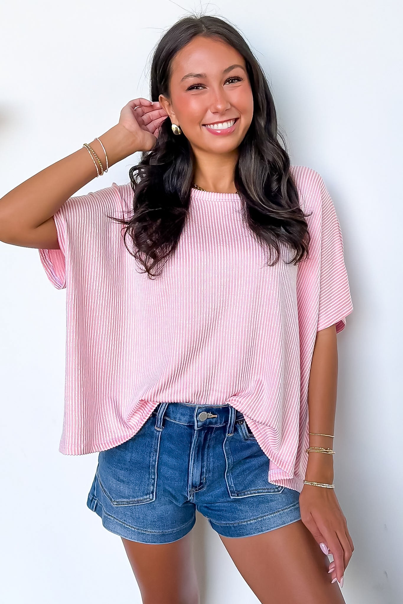 Beatryx Two Tone Rib Knit Oversized Top - BACK IN STOCK