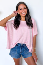 Beatryx Two Tone Rib Knit Oversized Top - BACK IN STOCK